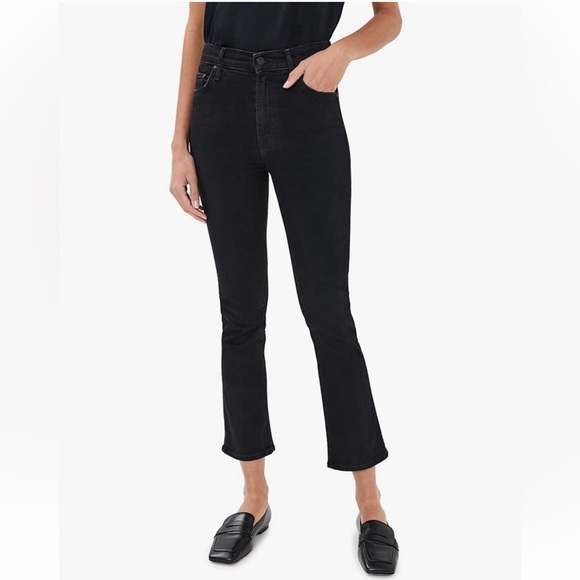 MOTHER Insider Crop Jeans Not Guilty Black | High Rise Cropped Flare 31 - Picture 1 of 17